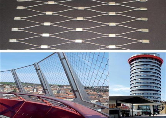 7x7 Stainless Steel Rope Mesh Netting, 2mm Steel Rope Mesh Netting For Elevated Walkway Railing